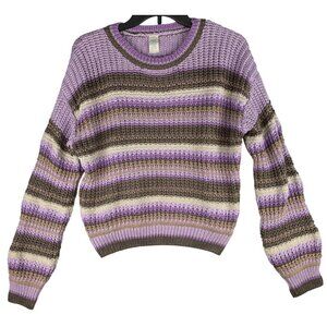 Thereabouts Girls Size  XL (18.5P) Plus Amethyst Cream Striped Sweater